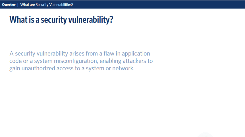 Security vulnerability definition slide